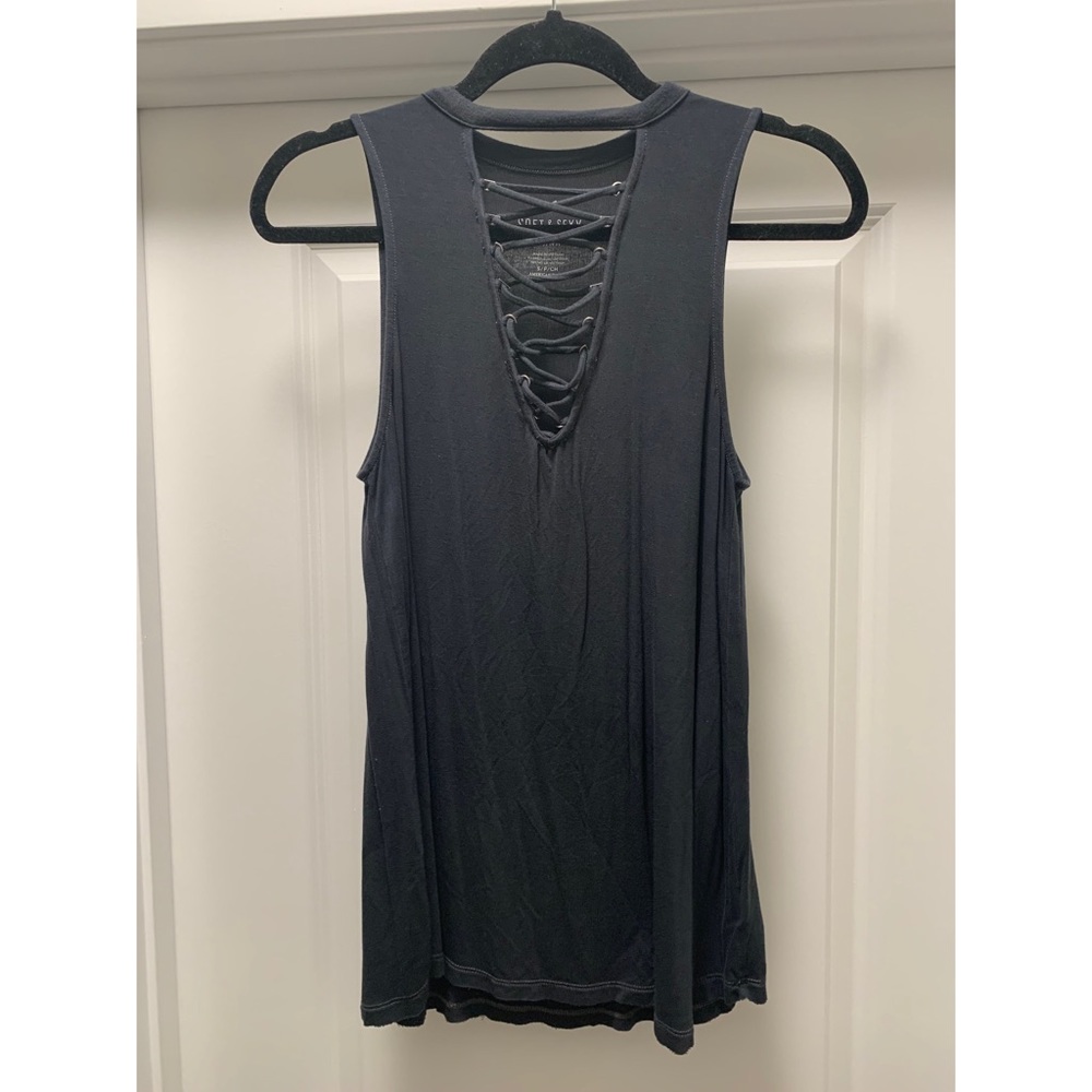 American Eagle Soft & Sexy Tank with Lace Up Front